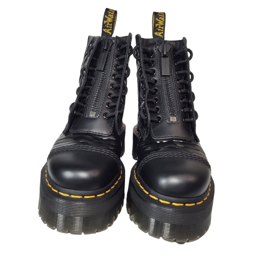 Dr. Martens Sinclair Platform Zebra Embossed Zip Up Lace Closure in Black - Picture 9 of 16